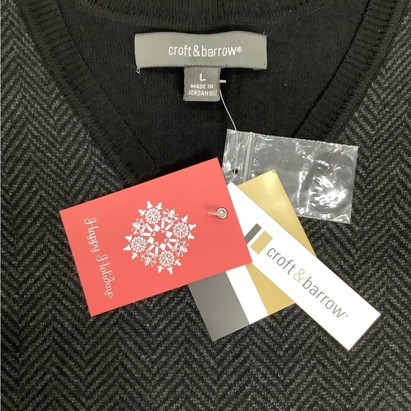 Men’s Croft & Barrow L Large 42 - 44 V-Neck Sweater Vest Black Pullover NWT - Picture 4 of 6